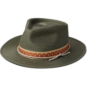 Goorin Brothers Marcos Olive Green Straw Boho Wide Brim Trilby Fedora Hat